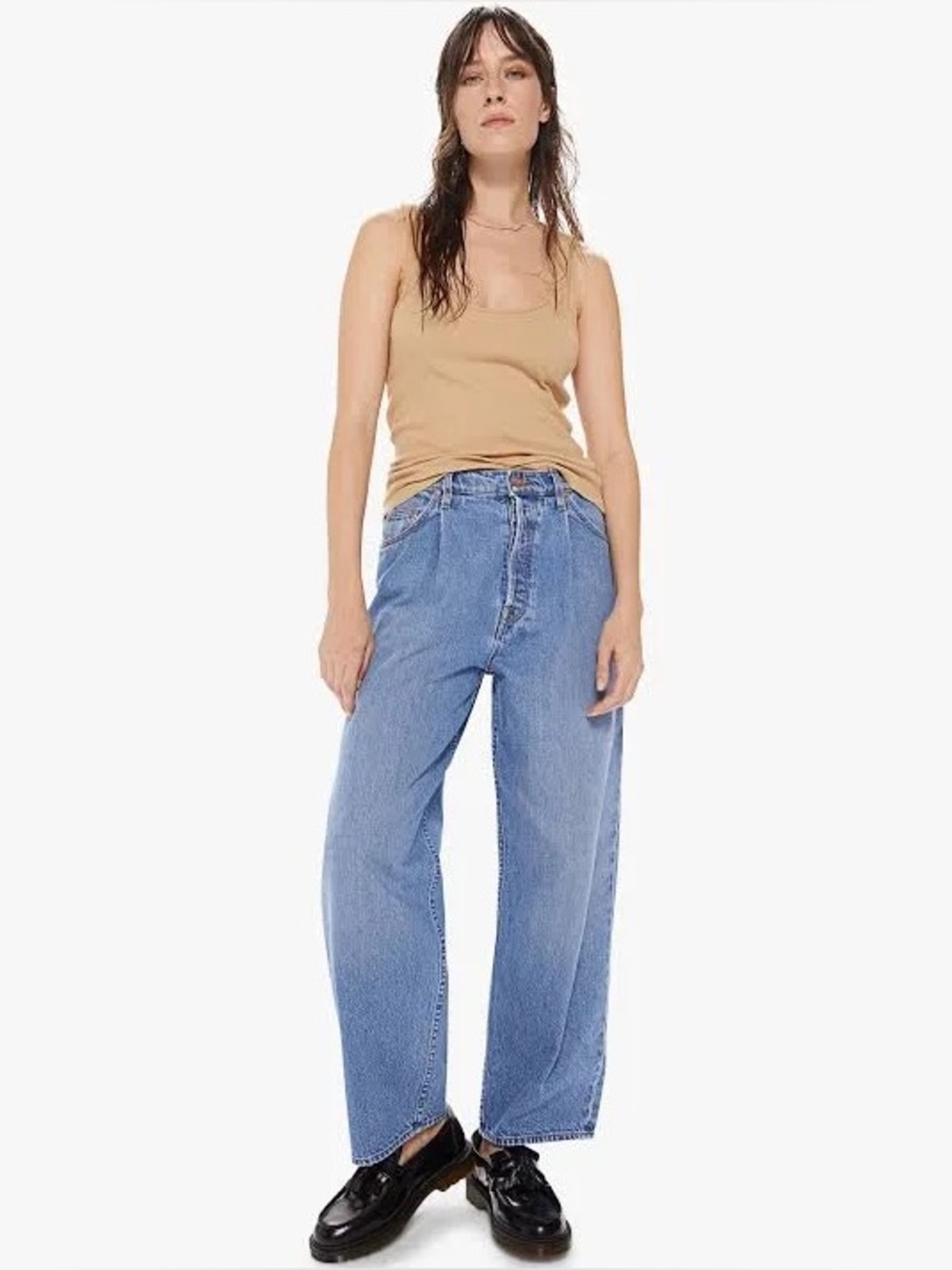 Mother The Snacks! Pleated fun dip ankle jeans
